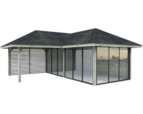 Gartenpavillon mit geschlossenem und offenem Bereich