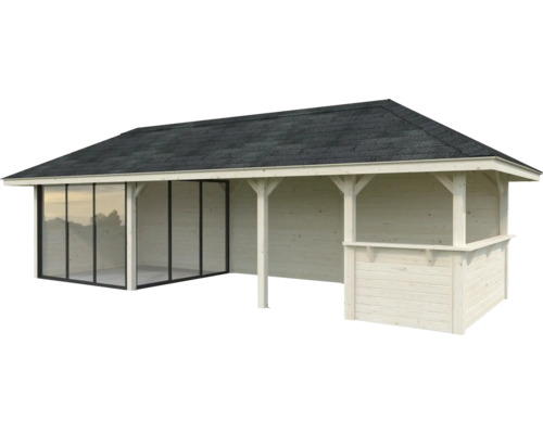 Holz Gartenhaus mit Glasschiebetüren und Dach