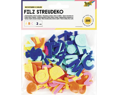 Filz Streudeko Buchstaben & Zahlen 200 Teile