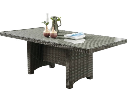Gartentisch mit Glasplatte und Rattanstruktur