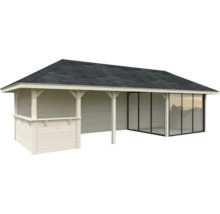 Holz Pavillon mit Glasfront und Dach