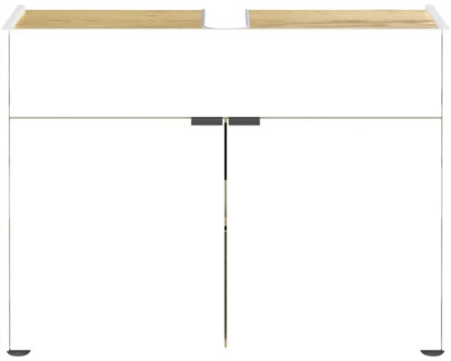 Unterschrank GW-Forano BxHxT 80 x 60 mm x 34 mm Frontfarbe weiß 4497-242 Waschbeckenunterschrank mit zwei Türen und Holzplatte