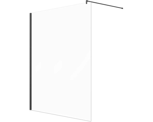 Seitenwand Jungborn SETTE 130 x 200 cm Profil schwarz Klarglas schmutzabweisende Glasbeschichtung Reversibel