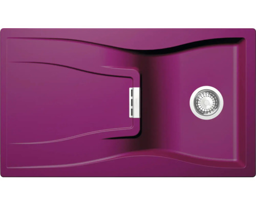 Violette Duschwanne mit Ablaufgarnitur
