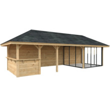 Holz Pavillon mit Dach und Fensterfront