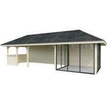 Holzpavillon mit Dach und Fenster