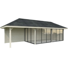 Holz Gartenhaus mit Fensterfront und Dachpappe