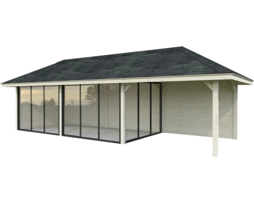 Gartenhaus mit Glasfront und Dach