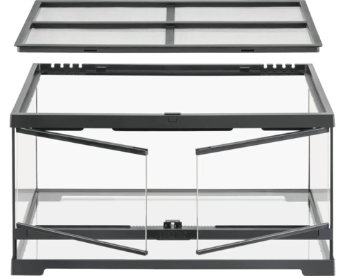 Offenes Glasterrarium mit Gitterabdeckung