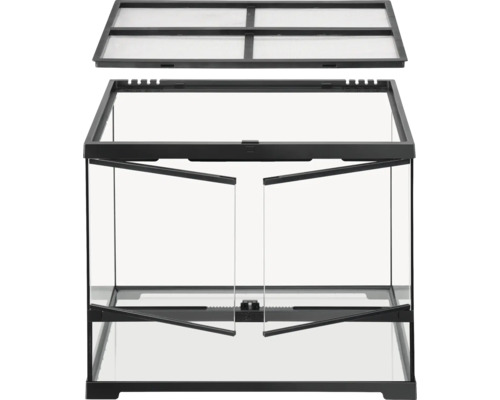 Glasterrarium mit Fronttüren und abnehmbarem Deckel