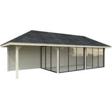 Holz Gartenhaus mit Glasfront und Dachpappe