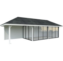 Überdachter Pavillon mit Glasfront