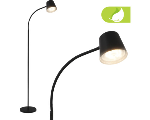 Akku Stehleuchte mit Touchdimmer 5,5W 500 lm 2700 K H 1,26 m Cielo schwarz Schwarze Stehlampe mit flexiblem Hals und energiesparendem Symbol