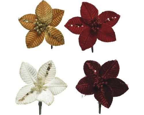 Weihnachtsdekoration Weihnachtsstern Kunststoff 10 x 10 x 2 cm zufällige Farbauswahl Dekorative Weihnachtsstern-Clips mit Pailletten