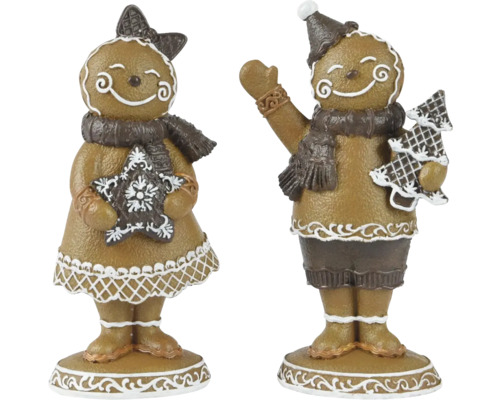 Dekofigur Lebkuchenfigur Polyresin 9,4 x 5,5 x 16 cm zufällige Motivauswahl Zwei Lebkuchenfiguren als Weihnachtsdekoration