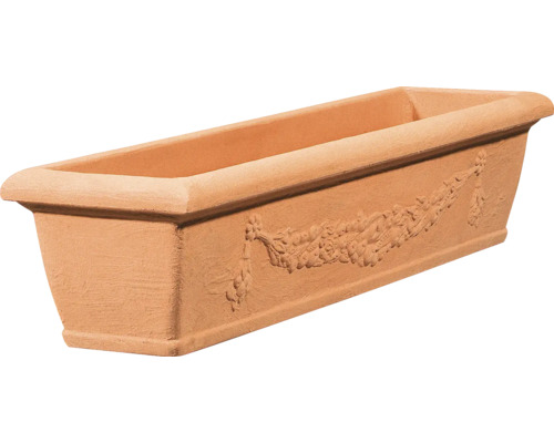 Rechteckiger Terrakotta Blumenkasten mit Reliefmuster