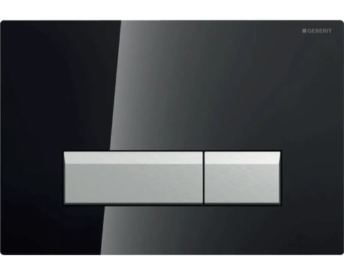 GEBERIT Betätigungsplatte Sigma40 Glas Platte schwarz glänzend / Taster aluminium gebürstet 242.601.SJ.1