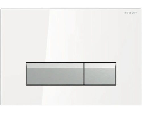 GEBERIT Betätigungsplatte Sigma40 Glas Platte weiß glänzend / Taster aluminium gebürstet 242.601.SI.1