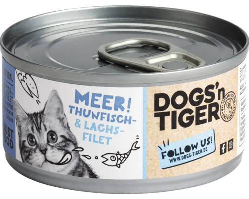 Katzenfutter nass DOGS`n TIGER Meer! Thunfisch & Lachsfilet 70 g kein Zucker, kein Getreide und keine künstlichen Aroma-, Farb- und Konservierungsstoffe