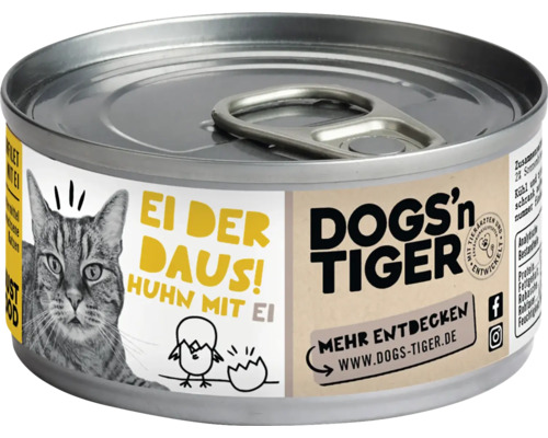 Katzenfutter nass DOGS`n TIGER Ei der Daus! Huhn mit Ei 70 g kein Zucker, kein Getreide und keine künstlichen Aroma-, Farb- und Konservierungsstoffe