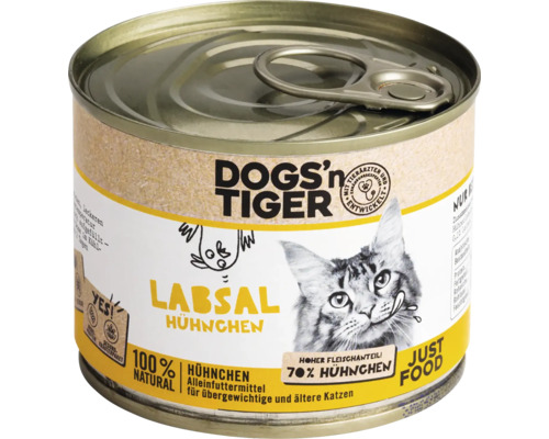 Katzenfutter nass DOGS`n TIGER Labsal Hühnchen 200 g kein Zucker, kein Getreide und keine künstlichen Aroma-, Farb- und Konservierungsstoffe