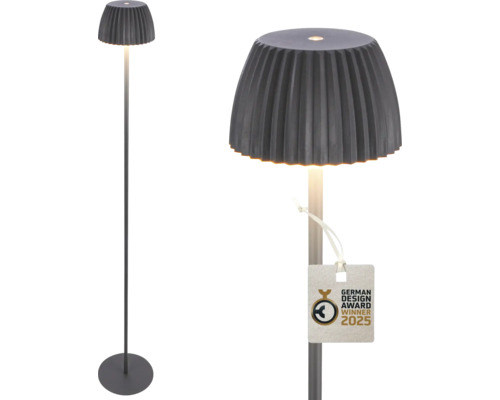 Akku Stehleuchte mit Touchdimmer 4,2W 400 lm 2700 K H 1,24 m Riffle anthrazit Stehleuchte mit Lampenschirm und Fuß