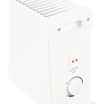 Weißer Elektroheizkörper mit Schaltern zur Leistungsregulierung