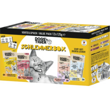 Dogs''n Tiger Schlemmerbox Katzenfutter Vorteilspack mit verschiedenen Geschmacksrichtungen