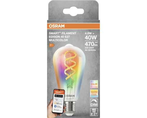 Osram Smart+ Filament Edison 40 E27 Multicolor Leuchtmittelverpackung