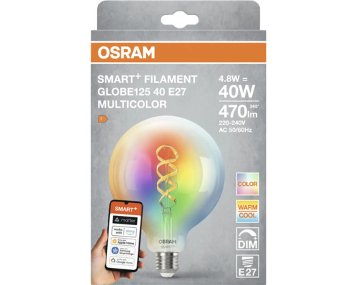 Osram Smart+ Filament Globe125 40 E27 Multicolor Glühbirne
