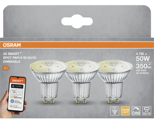 Osram 3er-Pack Smart+ LED-Spots PAR16 50 GU10, dimmbar