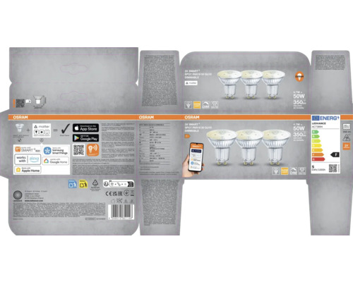 Verpackung von Osram 3er-Pack Smart+ Spot PAR16 50 GU10 dimmbar