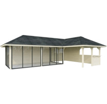 Gartenpavillon mit Dach und Glasschiebewänden