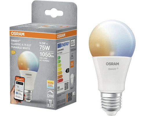 Osram Smart Plus Classic A 75 E27 LED Lampe mit einstellbarem Weißton
