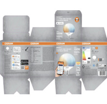 Verpackung einer Osram Smart+ Classic G95 100 E27 Tunable White Lampe