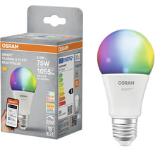 Osram Smart Plus Classic A 75 E27 Multicolor LED-Lampe und Verpackung