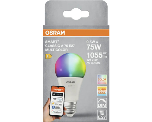 Osram Smart Plus Classic A 75 E27 Multicolor Lampe in Verpackung