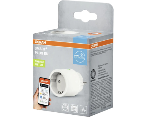 Osram Smart+ Zwischenstecker EU in Produktverpackung mit Smartphone-Integration