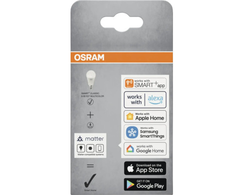 Osram Smart Classic A 60 E27 Mehrfarben Verpackung, kompatibel mit Smart App, Alexa, Apple Home, Samsung SmartThings und Google Home
