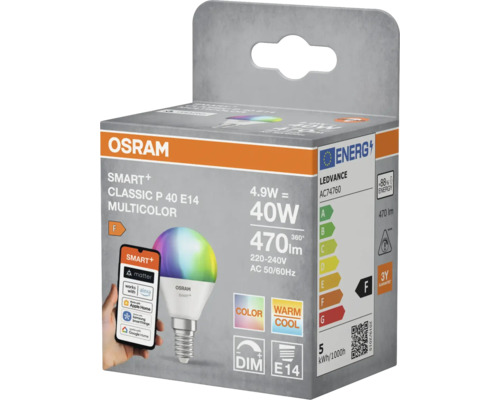 Osram Smart Plus Classic P 40 E14 Multicolor Leuchtmittel in Verpackung