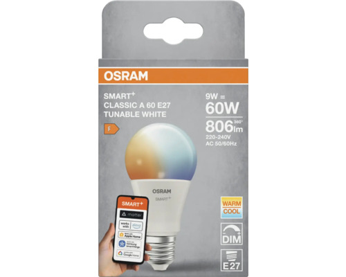 Osram Smart+ Classic A 60 E27 tunable white LED Lampe in Verpackung