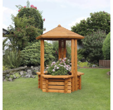 Dekorativer Holzbrunnen mit Dach für den Garten