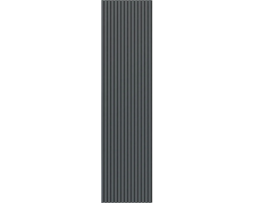 Fjordwall Akustikpaneel Linoleum Petrolblau 2400 x 600 x 20 mm Graue Wandpaneele mit vertikalen Rippen