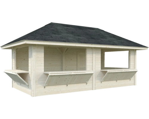 Holz Gartenpavillon mit Verkaufsklappen und Dachpappe