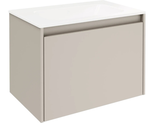 Badmöbelset FACKELMANN Compact Line BxHxT 710 x 515 x 465 mm Frontfarbe cashmere mit Waschtisch Keramik weiß Waschbeckenunterschrank mit einer Schublade