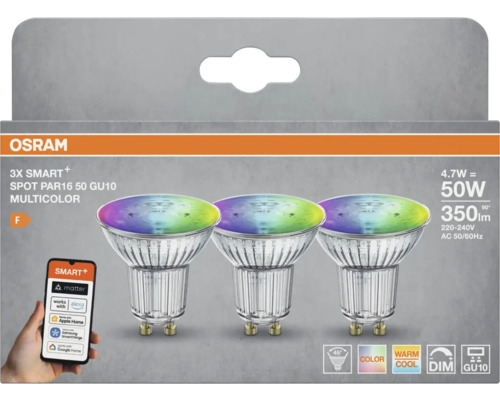 Osram 3er-Pack Smart+ LED-Spots PAR16 50 GU10 Multicolor