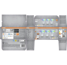 Verpackung mit drei intelligenten Osram GU10 Multicolor Leuchtmitteln