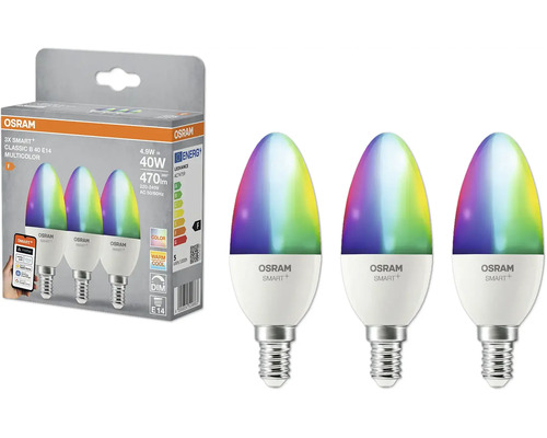 Osram Smart+ Classic B 40 E14 Multicolor Lampen Dreierpack