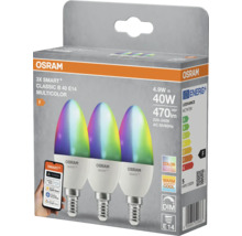 Osram 3er Pack Smart+ Classic B 40 E14 Multicolor Leuchtmittel in Verpackung