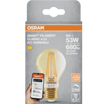 Osram Smart+ Filament Classic A 53 E27 dimmbare Glühbirne in Verpackung.